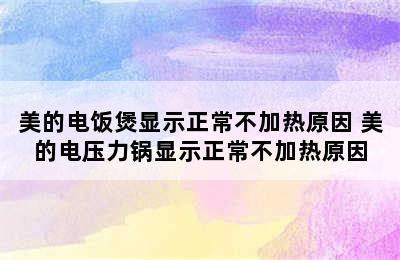 美的电饭煲显示正常不加热原因 美的电压力锅显示正常不加热原因